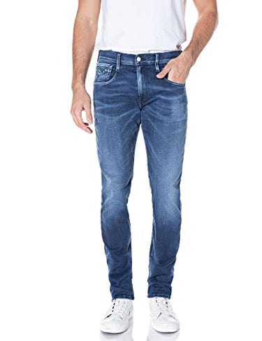 Replay men's jeans Anbass Slim-Fit Hyperflex White Shades with stretch, Medium Blue 009 (Blue), 34W / 34 on sale